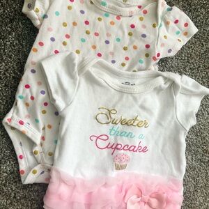 2 pack “sweeter than a cupcake” onesies